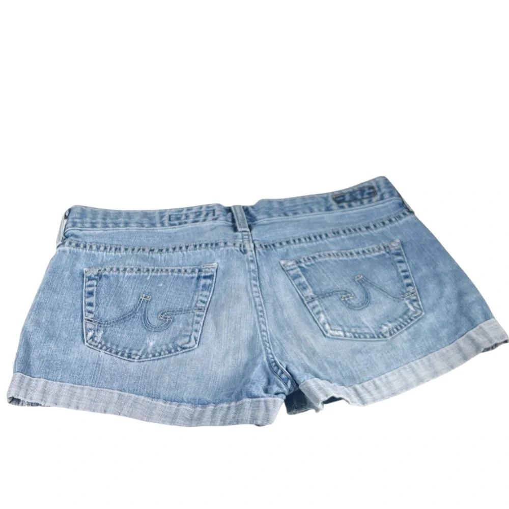 Adriano Goldschmied Womens The Pixie Roll Up Short Light Blue Distressed‎ EUC